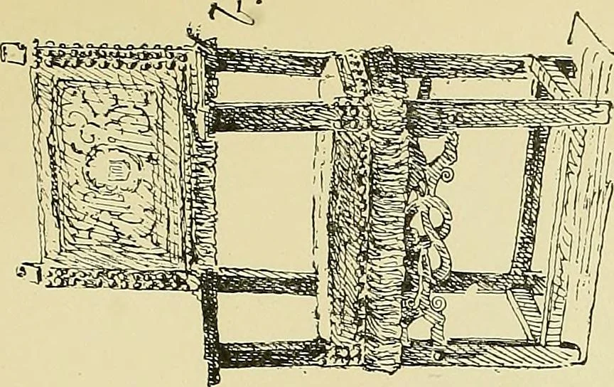 An illustration from L'arte nell'industria : lavori di legno e pastiglia, lavori di metallo, lavori di pietra, marmo, alabastro, ceramica, musaico, vetro, lavori di osso e avorio, lavori tessili, carte da parati e cuoi decorati, ricami, pizzi, cartelloni, stampe, ecc., 1907, leaf 58