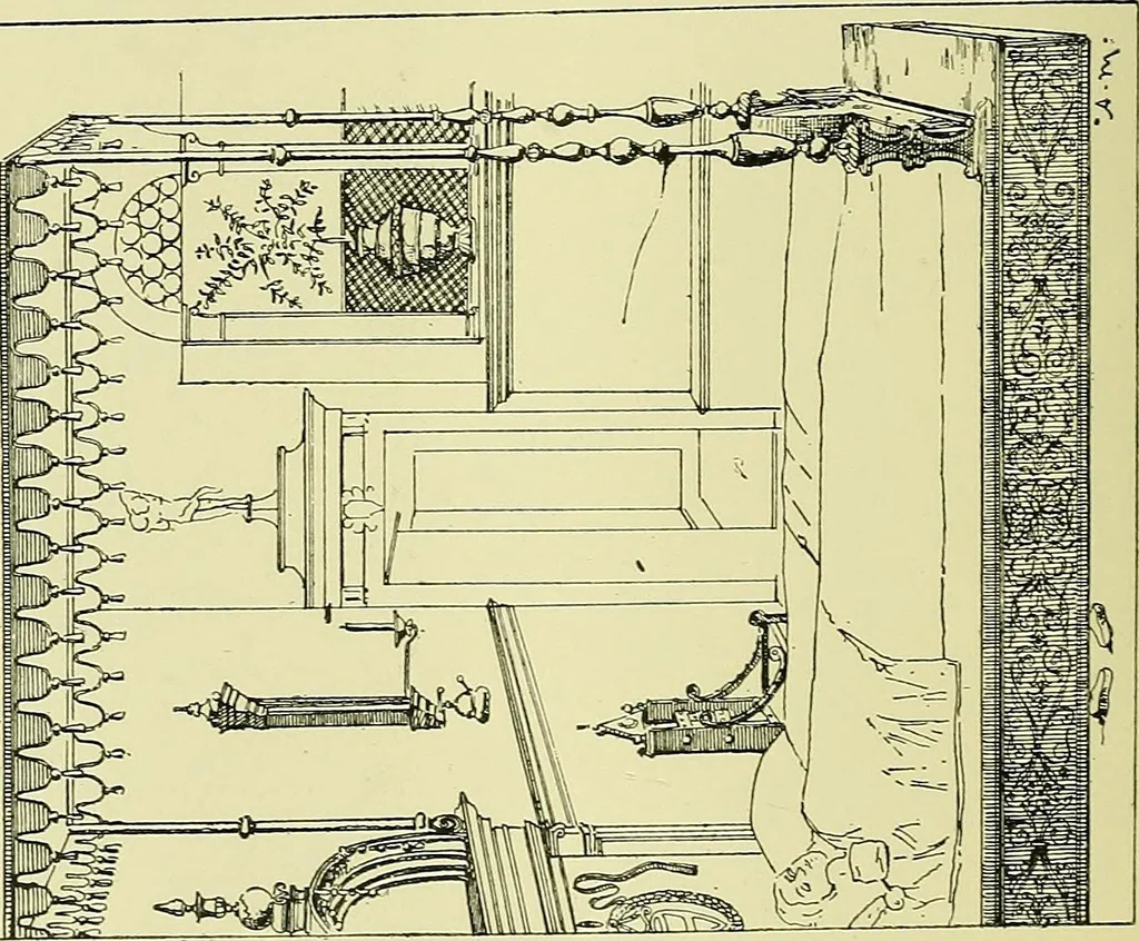 An illustration from L'arte nell'industria : lavori di legno e pastiglia, lavori di metallo, lavori di pietra, marmo, alabastro, ceramica, musaico, vetro, lavori di osso e avorio, lavori tessili, carte da parati e cuoi decorati, ricami, pizzi, cartelloni, stampe, ecc., 1907, leaf 65