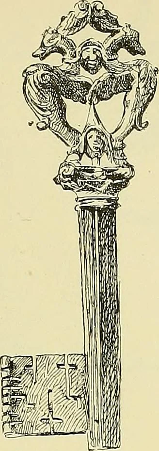 An illustration from L'arte nell'industria : lavori di legno e pastiglia, lavori di metallo, lavori di pietra, marmo, alabastro, ceramica, musaico, vetro, lavori di osso e avorio, lavori tessili, carte da parati e cuoi decorati, ricami, pizzi, cartelloni, stampe, ecc., 1907, leaf 78