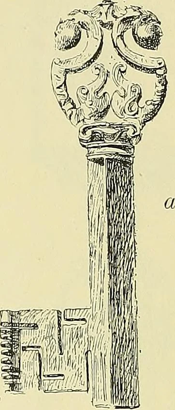 An illustration from L'arte nell'industria : lavori di legno e pastiglia, lavori di metallo, lavori di pietra, marmo, alabastro, ceramica, musaico, vetro, lavori di osso e avorio, lavori tessili, carte da parati e cuoi decorati, ricami, pizzi, cartelloni, stampe, ecc., 1907, leaf 78