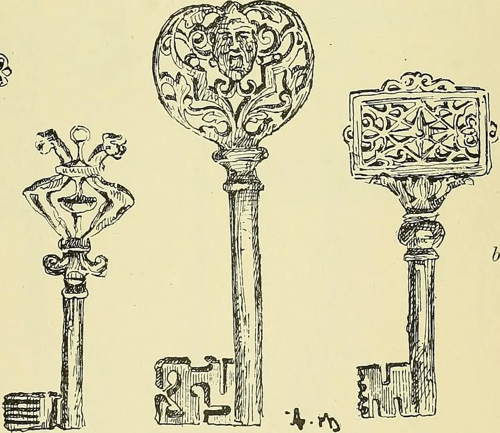 An illustration from L'arte nell'industria : lavori di legno e pastiglia, lavori di metallo, lavori di pietra, marmo, alabastro, ceramica, musaico, vetro, lavori di osso e avorio, lavori tessili, carte da parati e cuoi decorati, ricami, pizzi, cartelloni, stampe, ecc., 1907, leaf 78