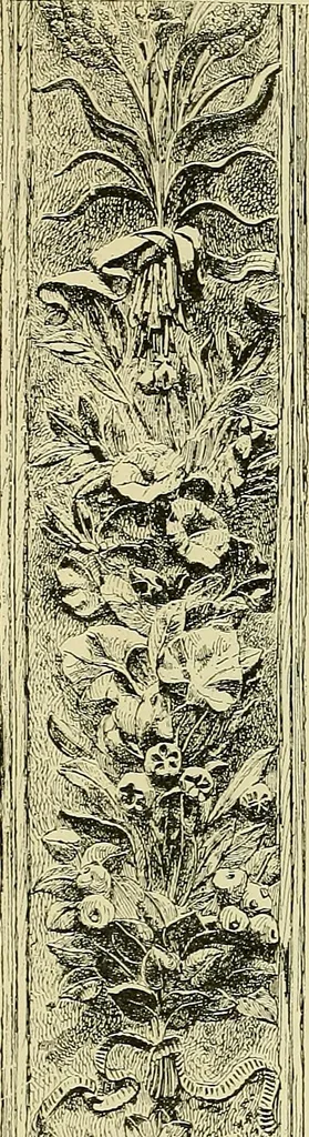 An illustration from L'arte nell'industria : lavori di legno e pastiglia, lavori di metallo, lavori di pietra, marmo, alabastro, ceramica, musaico, vetro, lavori di osso e avorio, lavori tessili, carte da parati e cuoi decorati, ricami, pizzi, cartelloni, stampe, ecc., 1907, leaf 92