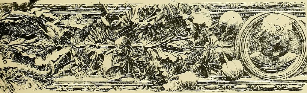 An illustration from L'arte nell'industria : lavori di legno e pastiglia, lavori di metallo, lavori di pietra, marmo, alabastro, ceramica, musaico, vetro, lavori di osso e avorio, lavori tessili, carte da parati e cuoi decorati, ricami, pizzi, cartelloni, stampe, ecc., 1907, leaf 92