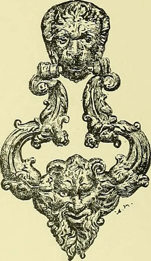 An illustration from L'arte nell'industria : lavori di legno e pastiglia, lavori di metallo, lavori di pietra, marmo, alabastro, ceramica, musaico, vetro, lavori di osso e avorio, lavori tessili, carte da parati e cuoi decorati, ricami, pizzi, cartelloni, stampe, ecc., 1907, leaf 99