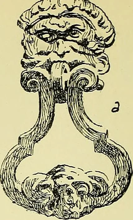 An illustration from L'arte nell'industria : lavori di legno e pastiglia, lavori di metallo, lavori di pietra, marmo, alabastro, ceramica, musaico, vetro, lavori di osso e avorio, lavori tessili, carte da parati e cuoi decorati, ricami, pizzi, cartelloni, stampe, ecc., 1907, leaf 99
