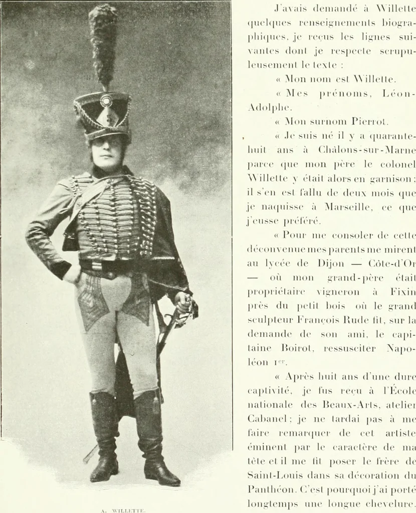 An illustration from L'art à la Taverne de Paris. Chéret, Abel Faivre, Grün, Léandre, Métivet, Steinlen, Willette, artistes peintres. Emile Robert, ferronnier d'art. Jacques Hermant, architecte. Photogravures de Ducourtioux et Huillard, d'après les clichés de Simonet, 1906, leaf 147