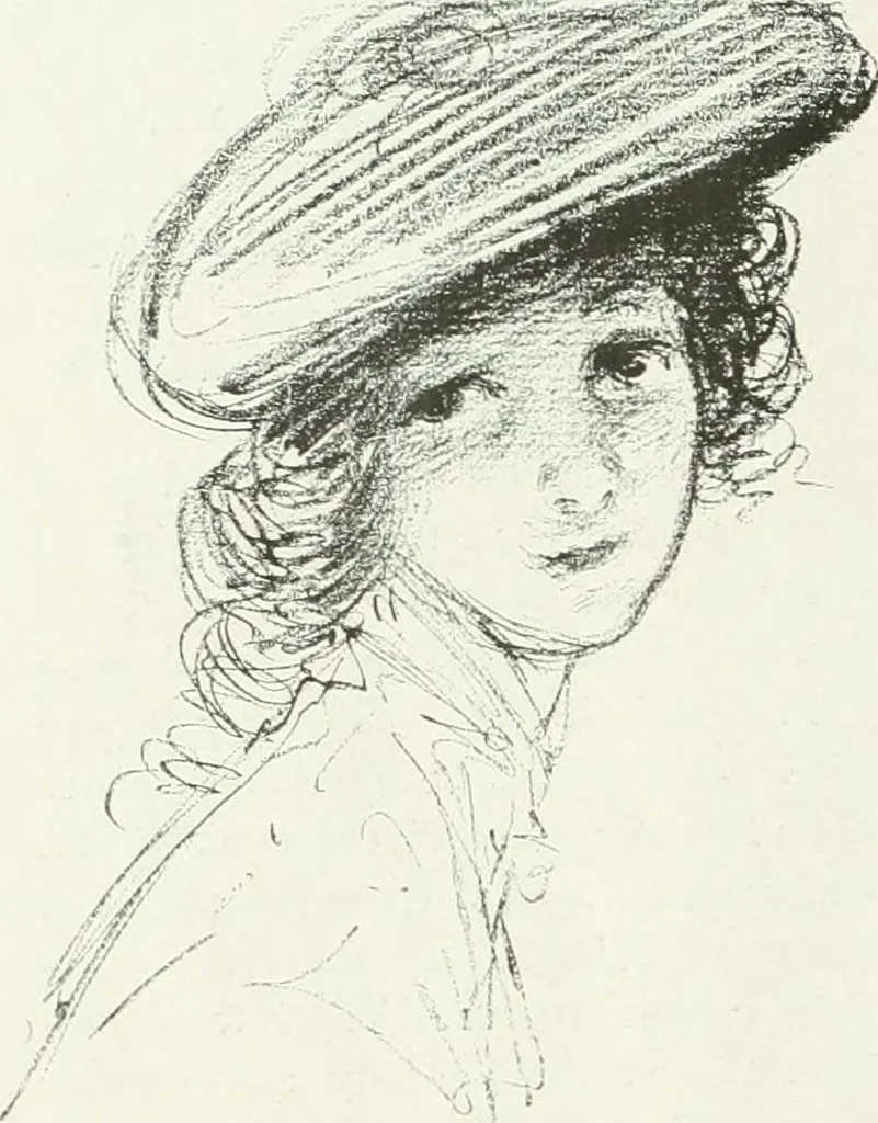An illustration from L'art à la Taverne de Paris. Chéret, Abel Faivre, Grün, Léandre, Métivet, Steinlen, Willette, artistes peintres. Emile Robert, ferronnier d'art. Jacques Hermant, architecte. Photogravures de Ducourtioux et Huillard, d'après les clichés de Simonet, 1906, leaf 82