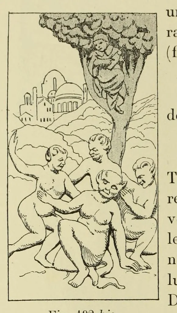 An illustration from L'art profane à l'église; ses licences symboliques, satiriques et fantaisistes. Contribution à létude archéologique et artistique des édifices religieux, 1908, leaf 180