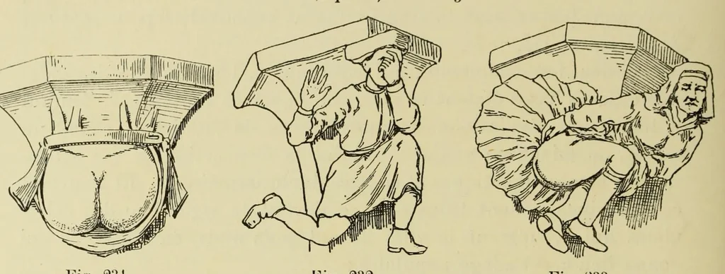 An illustration from L'art profane à l'église; ses licences symboliques, satiriques et fantaisistes. Contribution à létude archéologique et artistique des édifices religieux, 1908, leaf 208
