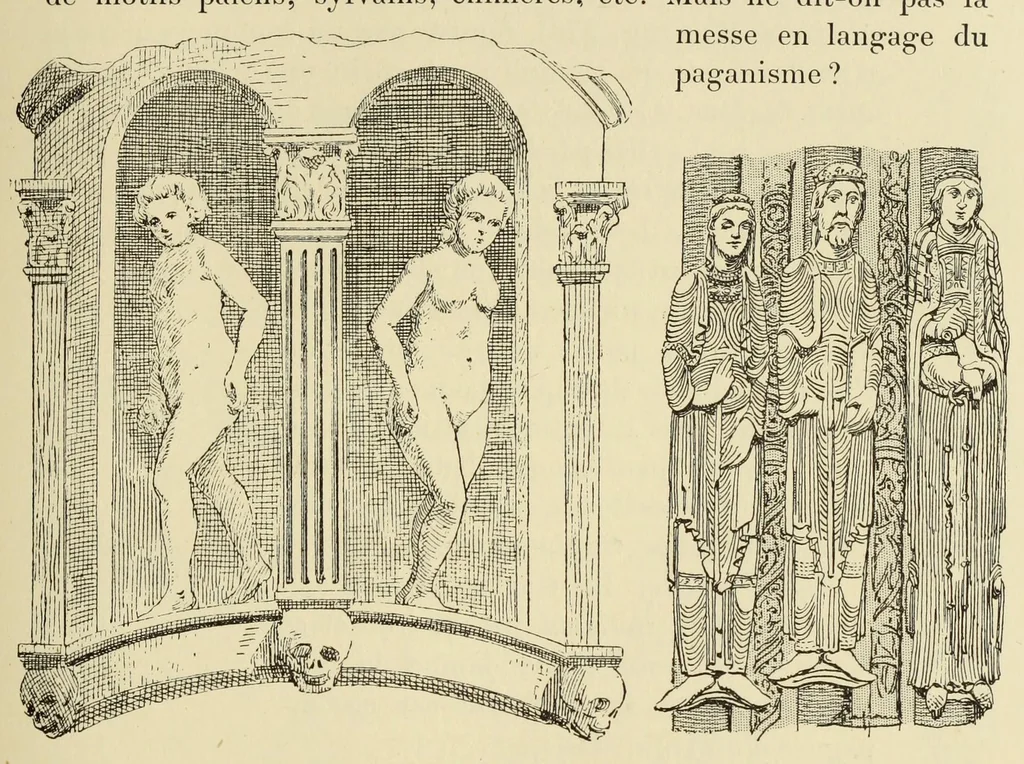 An illustration from L'art profane à l'église; ses licences symboliques, satiriques et fantaisistes. Contribution à létude archéologique et artistique des édifices religieux, 1908, leaf 231
