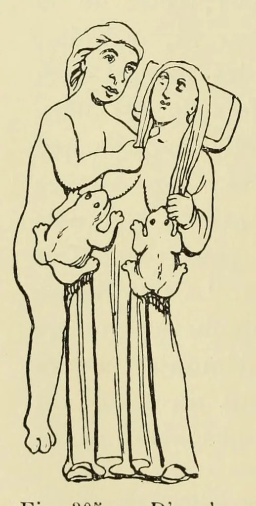 An illustration from L'art profane à l'église; ses licences symboliques, satiriques et fantaisistes. Contribution à létude archéologique et artistique des édifices religieux, 1908, leaf 250