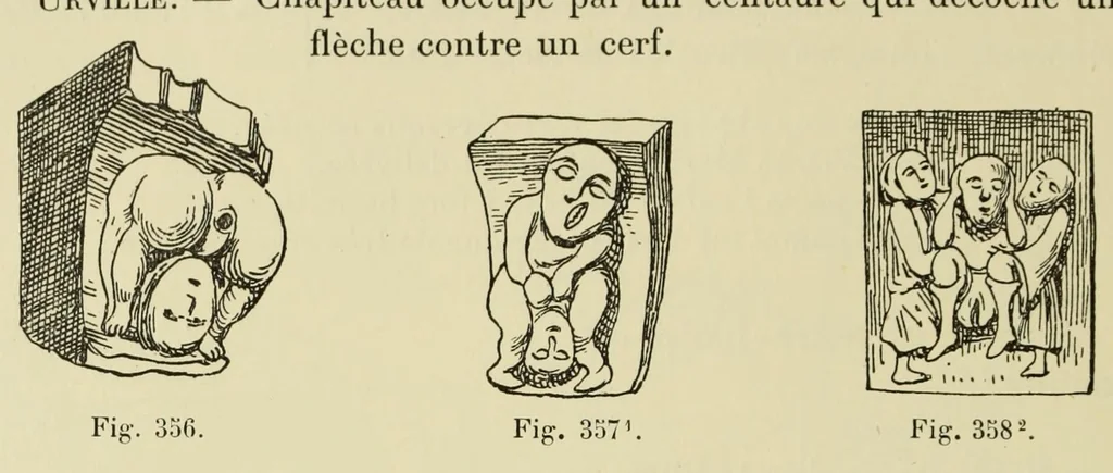 An illustration from L'art profane à l'église; ses licences symboliques, satiriques et fantaisistes. Contribution à létude archéologique et artistique des édifices religieux, 1908, leaf 298