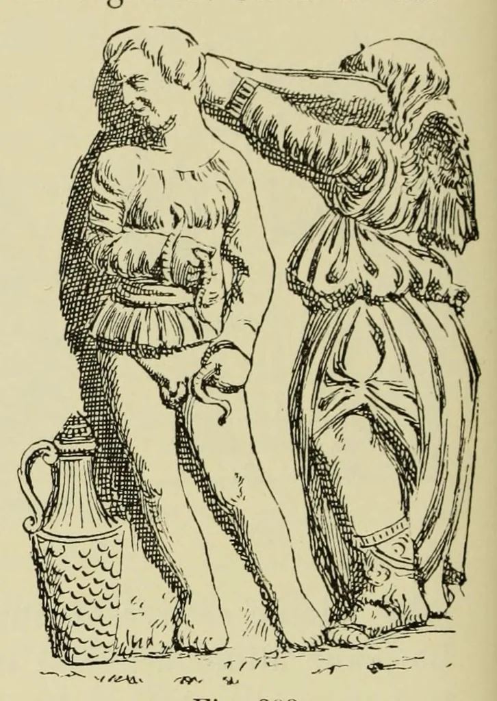 An illustration from L'art profane à l'église; ses licences symboliques, satiriques et fantaisistes. Contribution à létude archéologique et artistique des édifices religieux, 1908, leaf 350