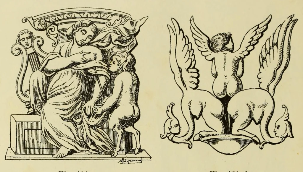An illustration from L'art profane à l'église; ses licences symboliques, satiriques et fantaisistes. Contribution à létude archéologique et artistique des édifices religieux, 1908, leaf 210