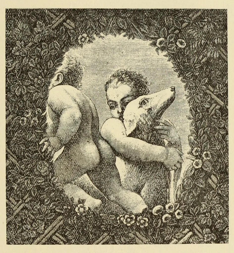 An illustration from L'art profane à l'église; ses licences symboliques, satiriques et fantaisistes. Contribution à létude archéologique et artistique des édifices religieux, 1908, leaf 221