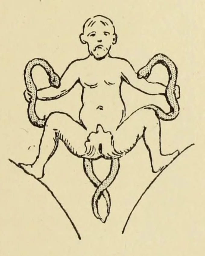 An illustration from L'art profane à l'église; ses licences symboliques, satiriques et fantaisistes. Contribution à létude archéologique et artistique des édifices religieux, 1908, leaf 403