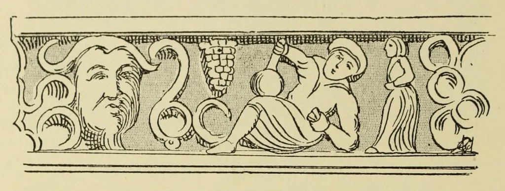 An illustration from L'art profane à l'église; ses licences symboliques, satiriques et fantaisistes. Contribution à létude archéologique et artistique des édifices religieux, 1908, leaf 42