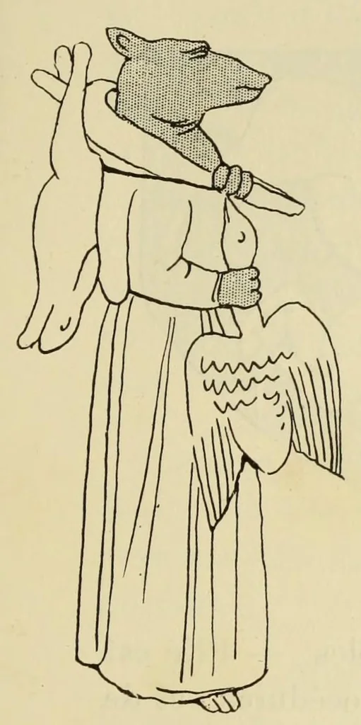 An illustration from L'art profane à l'église; ses licences symboliques, satiriques et fantaisistes. Contribution à létude archéologique et artistique des édifices religieux, 1908, leaf 475