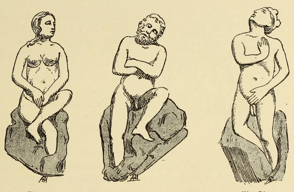 An illustration from L'art profane à l'église; ses licences symboliques, satiriques et fantaisistes. Contribution à létude archéologique et artistique des édifices religieux, 1908, leaf 75