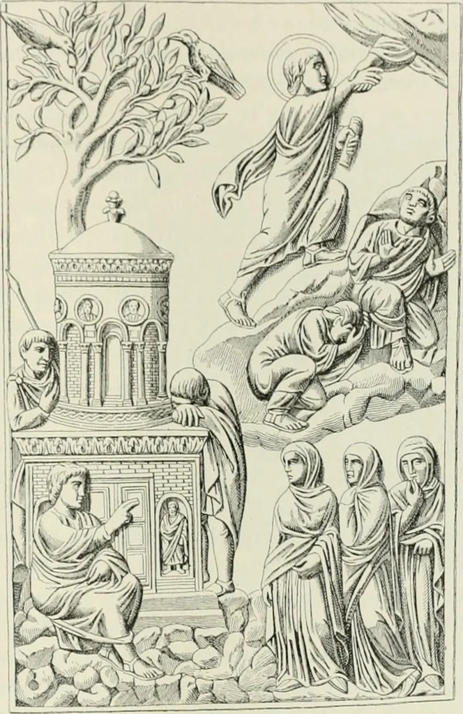 An illustration from L'art religieux du XIIe siècle en France : étude sur les origines de l'iconographie du moyen age, 1922, leaf 100