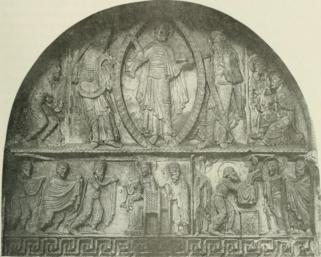 An illustration from L'art religieux du XIIe siècle en France : étude sur les origines de l'iconographie du moyen age, 1922, leaf 112