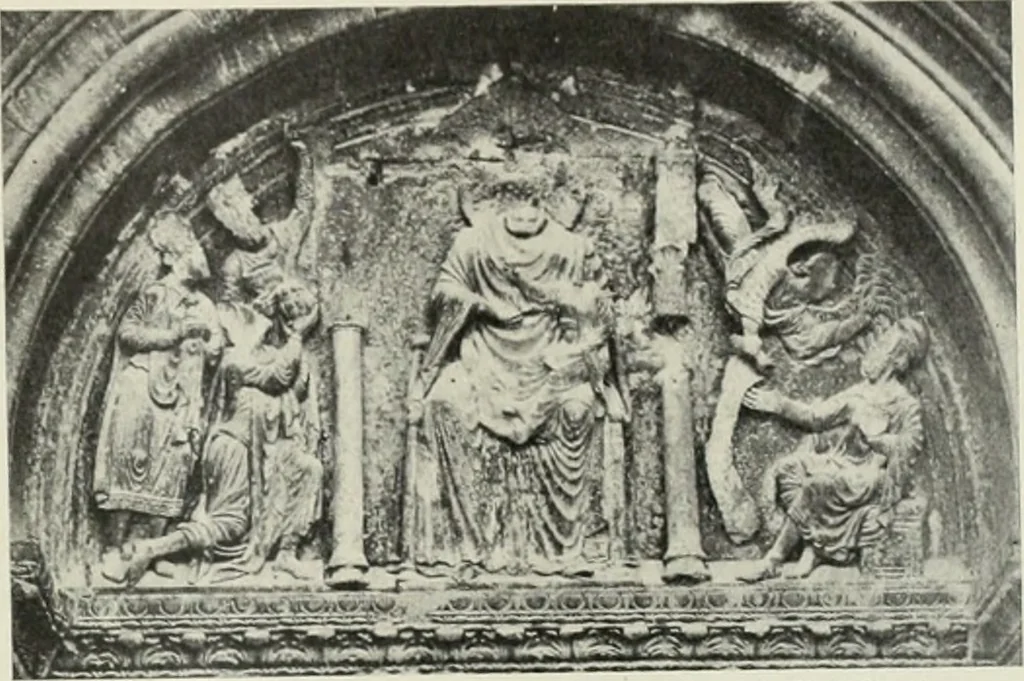 An illustration from L'art religieux du XIIe siècle en France : étude sur les origines de l'iconographie du moyen age, 1922, leaf 156