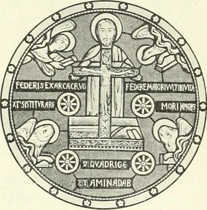 An illustration from L'art religieux du XIIe siècle en France : étude sur les origines de l'iconographie du moyen age, 1922, leaf 197