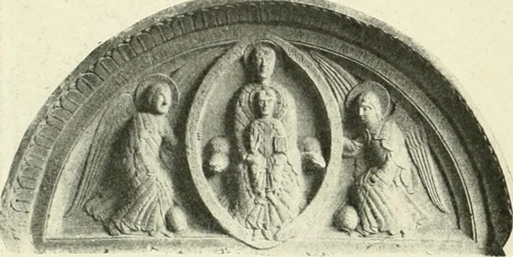 An illustration from L'art religieux du XIIe siècle en France : étude sur les origines de l'iconographie du moyen age, 1922, leaf 447