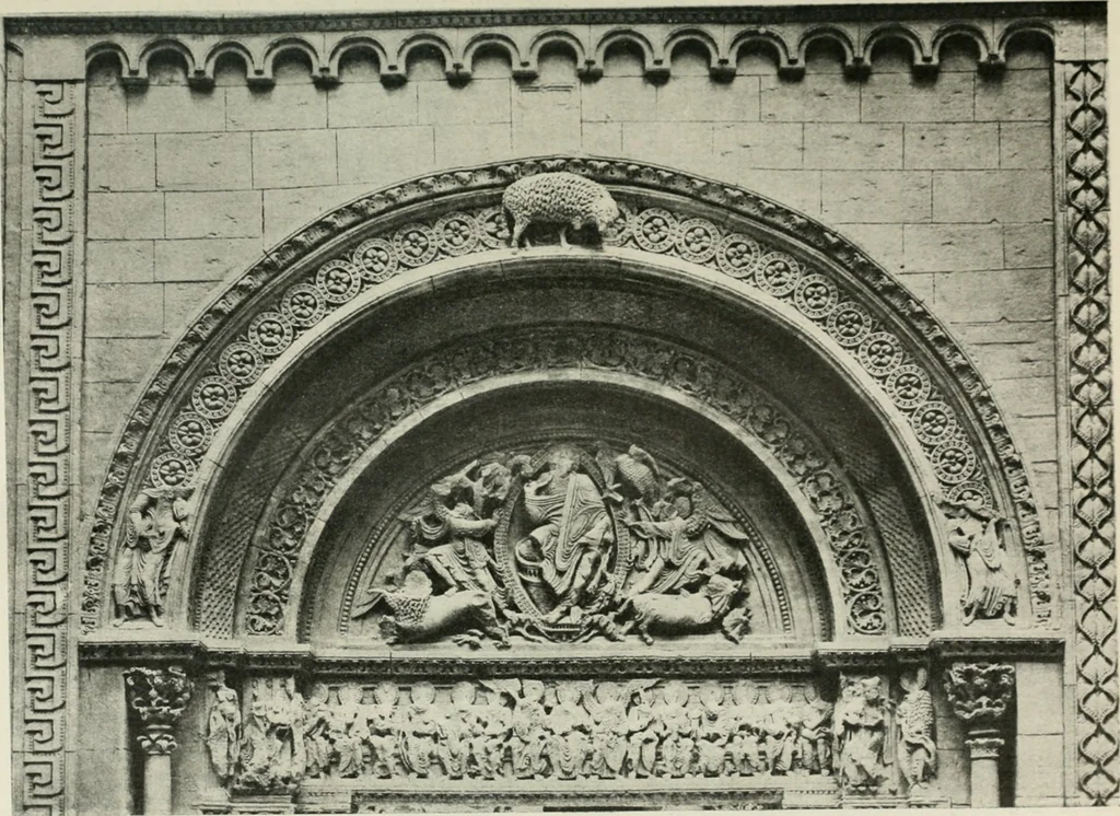 An illustration from L'art religieux du XIIe siècle en France : étude sur les origines de l'iconographie du moyen age, 1922, leaf 48
