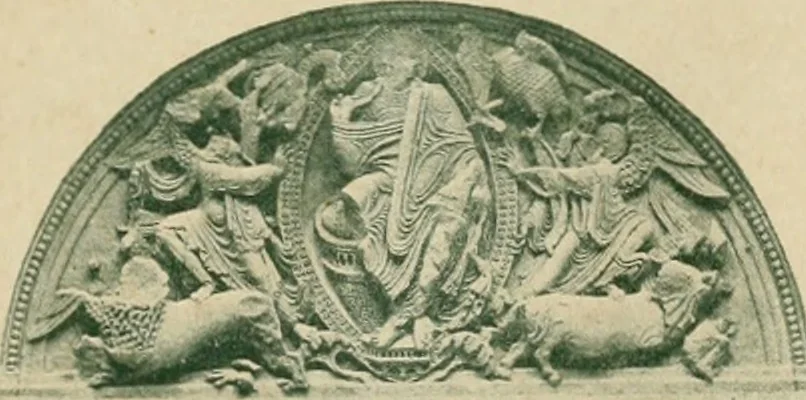 An illustration from L'art religieux du XIIe siècle en France : étude sur les origines de l'iconographie du moyen age, 1922, leaf 6