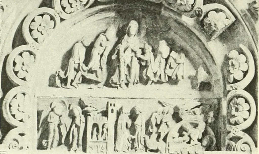An illustration from L'art religieux du XIIe siècle en France : étude sur les origines de l'iconographie du moyen age, 1922, leaf 77