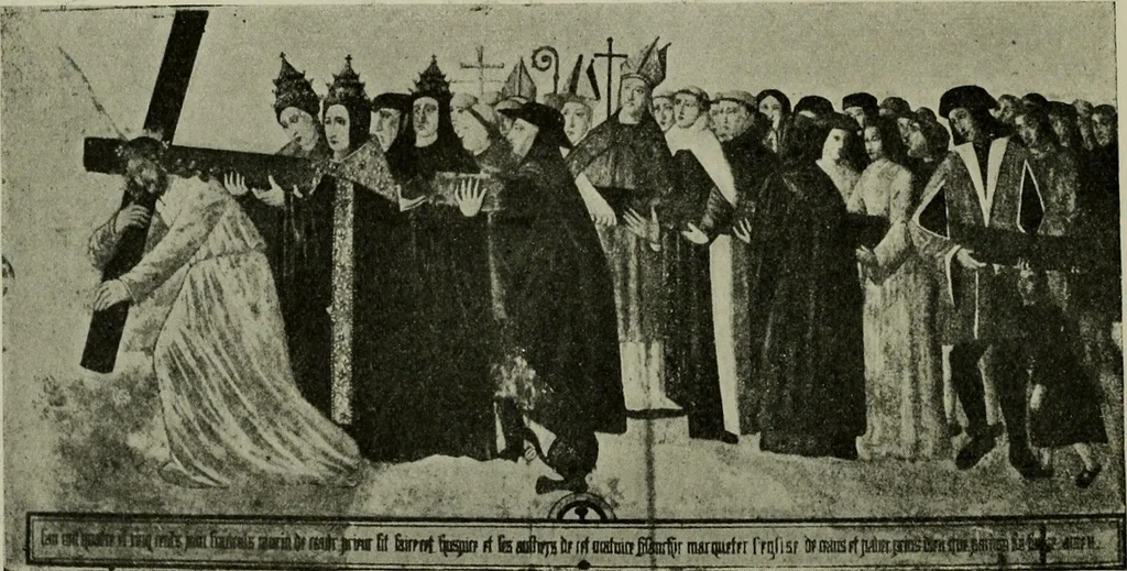 An illustration from L'art religieux de la fin du Moyen Age en France : étude sur l'iconographie du Moyen Age et sur ses sources d'inspiration, 1922, leaf 107