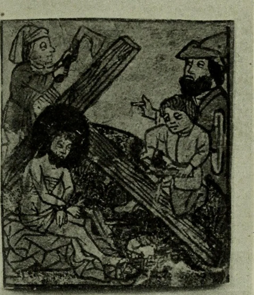 An illustration from L'art religieux de la fin du Moyen Age en France : étude sur l'iconographie du Moyen Age et sur ses sources d'inspiration, 1922, leaf 110