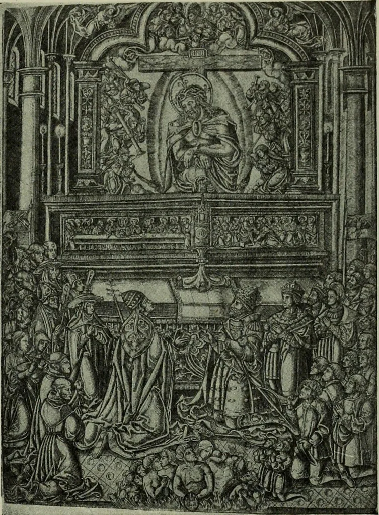 An illustration from L'art religieux de la fin du Moyen Age en France : étude sur l'iconographie du Moyen Age et sur ses sources d'inspiration, 1922, leaf 118