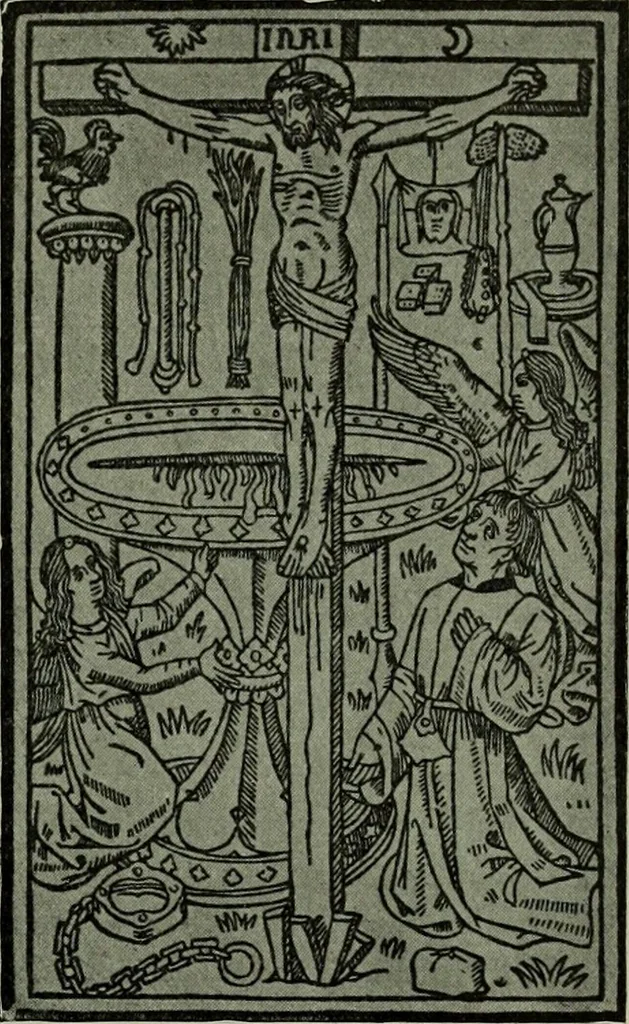 An illustration from L'art religieux de la fin du Moyen Age en France : étude sur l'iconographie du Moyen Age et sur ses sources d'inspiration, 1922, leaf 124
