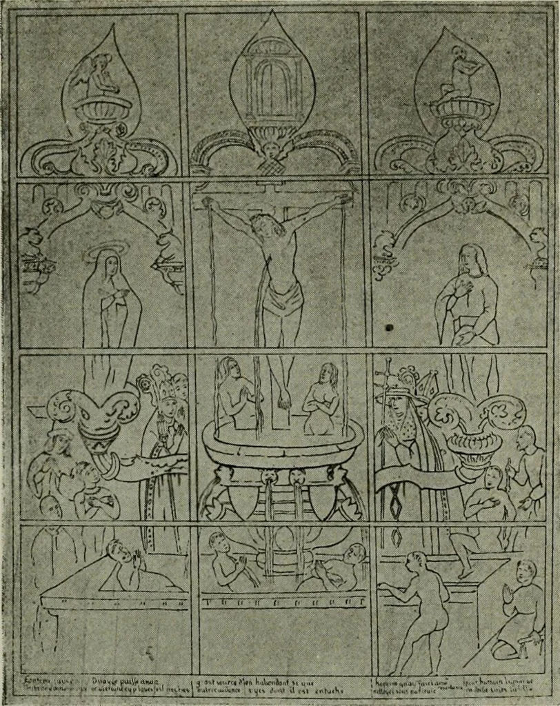 An illustration from L'art religieux de la fin du Moyen Age en France : étude sur l'iconographie du Moyen Age et sur ses sources d'inspiration, 1922, leaf 129