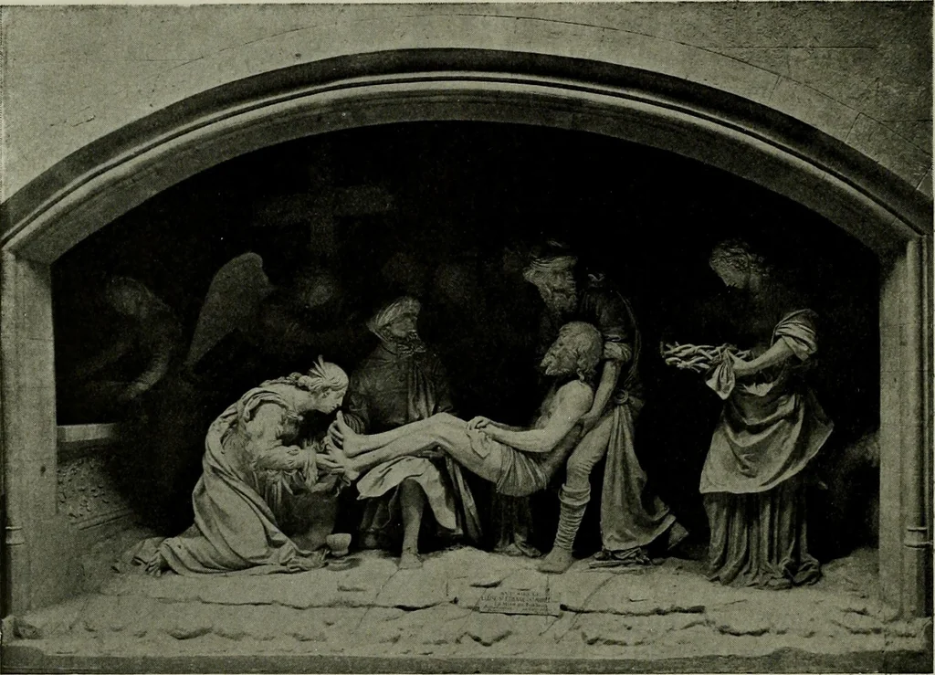 An illustration from L'art religieux de la fin du Moyen Age en France : étude sur l'iconographie du Moyen Age et sur ses sources d'inspiration, 1922, leaf 153