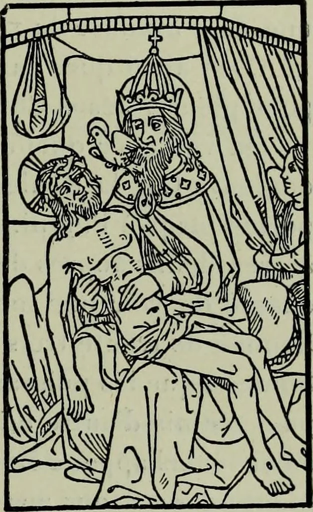 An illustration from L'art religieux de la fin du Moyen Age en France : étude sur l'iconographie du Moyen Age et sur ses sources d'inspiration, 1922, leaf 158