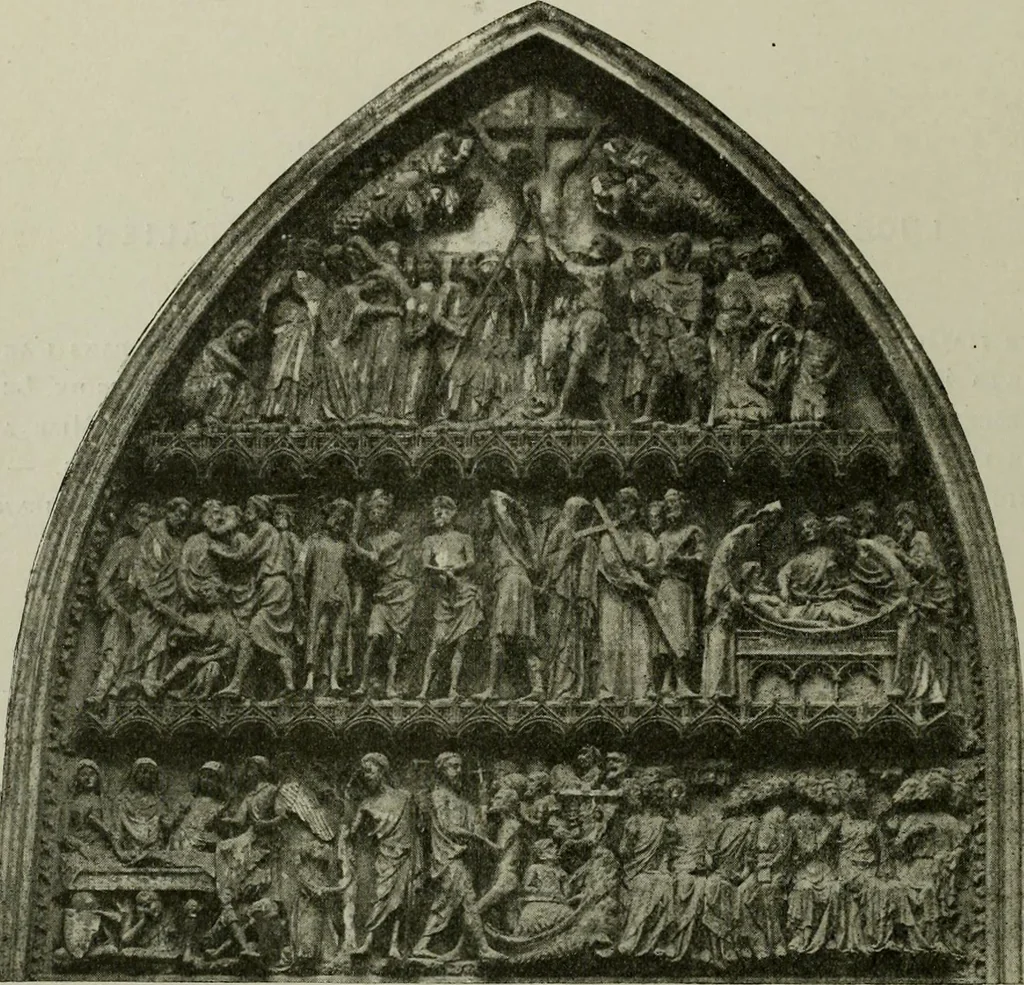 An illustration from L'art religieux de la fin du Moyen Age en France : étude sur l'iconographie du Moyen Age et sur ses sources d'inspiration, 1922, leaf 19
