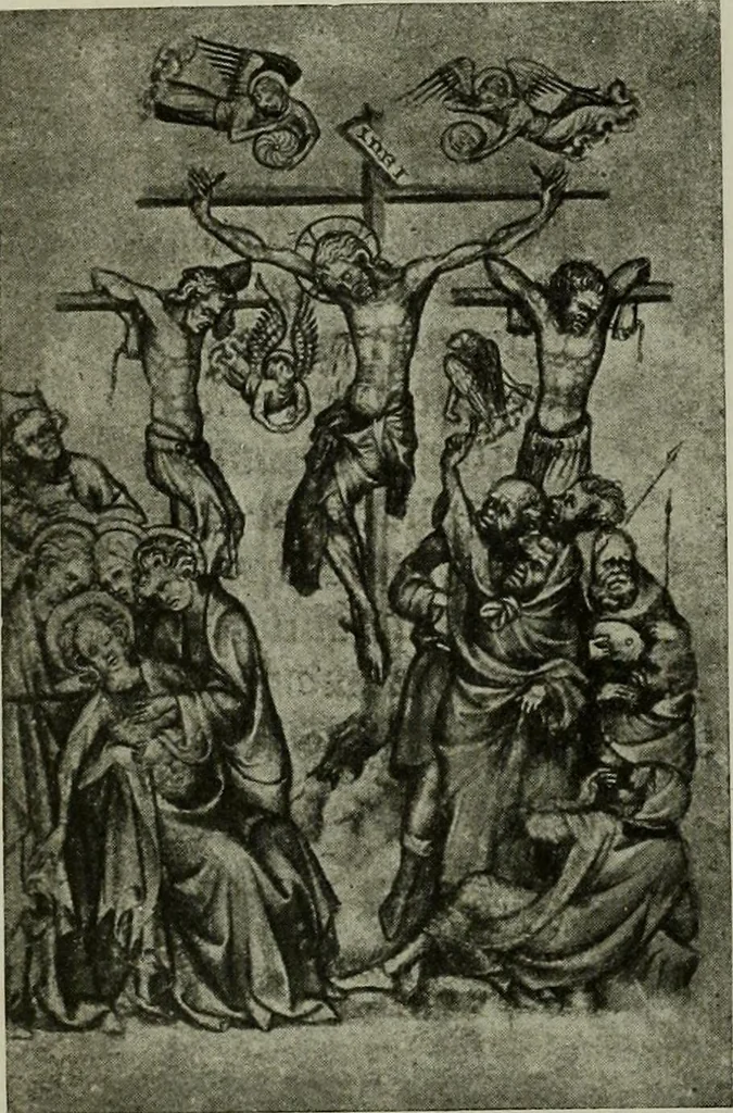 An illustration from L'art religieux de la fin du Moyen Age en France : étude sur l'iconographie du Moyen Age et sur ses sources d'inspiration, 1922, leaf 21