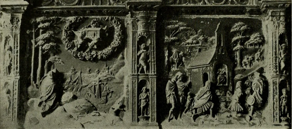 An illustration from L'art religieux de la fin du Moyen Age en France : étude sur l'iconographie du Moyen Age et sur ses sources d'inspiration, 1922, leaf 219