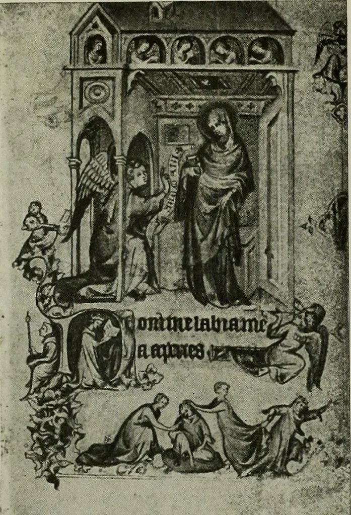 An illustration from L'art religieux de la fin du Moyen Age en France : étude sur l'iconographie du Moyen Age et sur ses sources d'inspiration, 1922, leaf 25