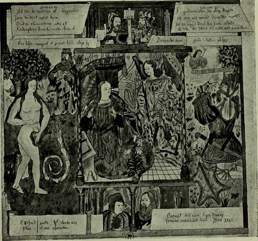 An illustration from L'art religieux de la fin du Moyen Age en France : étude sur l'iconographie du Moyen Age et sur ses sources d'inspiration, 1922, leaf 254