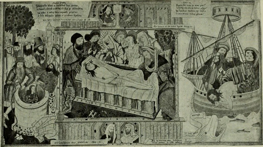 An illustration from L'art religieux de la fin du Moyen Age en France : étude sur l'iconographie du Moyen Age et sur ses sources d'inspiration, 1922, leaf 256