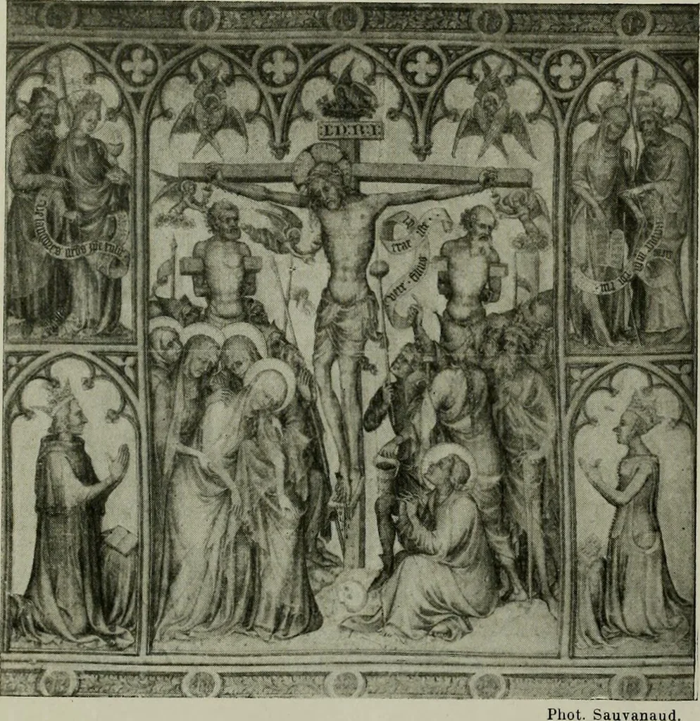 An illustration from L'art religieux de la fin du Moyen Age en France : étude sur l'iconographie du Moyen Age et sur ses sources d'inspiration, 1922, leaf 27