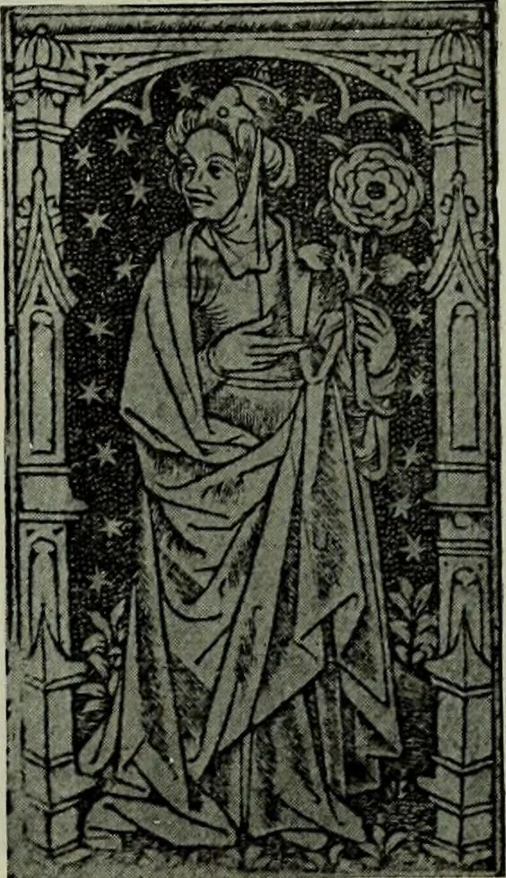 An illustration from L'art religieux de la fin du Moyen Age en France : étude sur l'iconographie du Moyen Age et sur ses sources d'inspiration, 1922, leaf 286