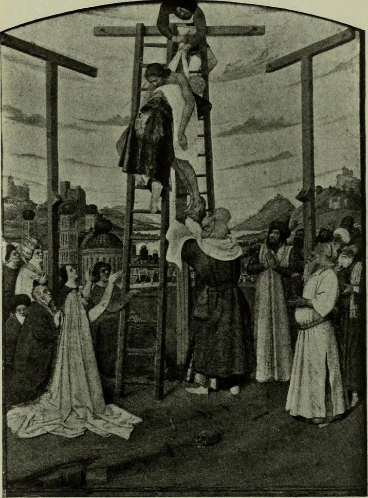 An illustration from L'art religieux de la fin du Moyen Age en France : étude sur l'iconographie du Moyen Age et sur ses sources d'inspiration, 1922, leaf 32