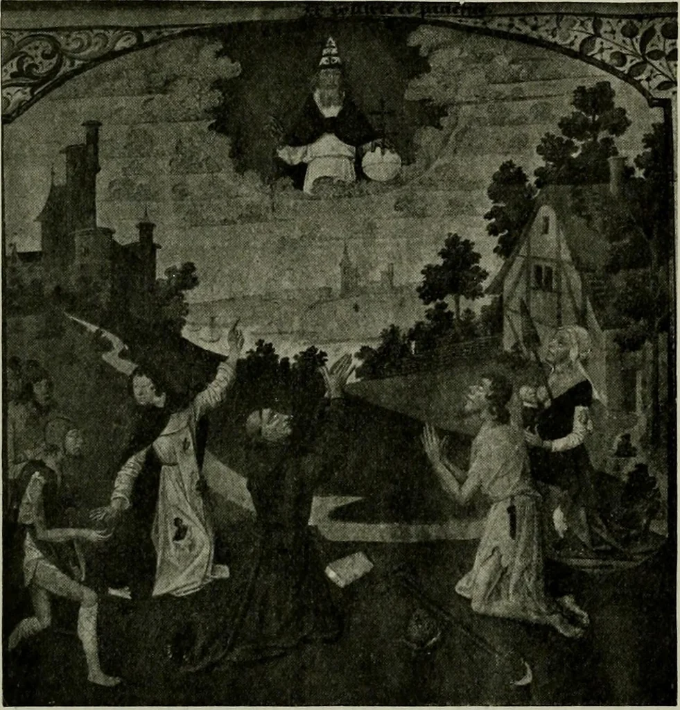 An illustration from L'art religieux de la fin du Moyen Age en France : étude sur l'iconographie du Moyen Age et sur ses sources d'inspiration, 1922, leaf 323