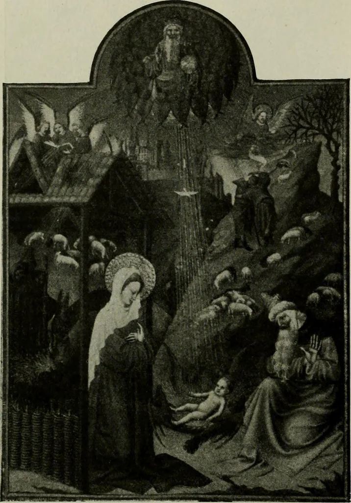 An illustration from L'art religieux de la fin du Moyen Age en France : étude sur l'iconographie du Moyen Age et sur ses sources d'inspiration, 1922, leaf 35