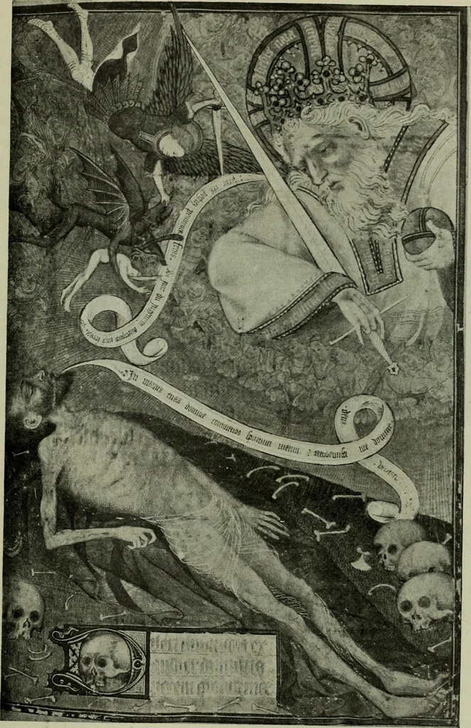An illustration from L'art religieux de la fin du Moyen Age en France : étude sur l'iconographie du Moyen Age et sur ses sources d'inspiration, 1922, leaf 366